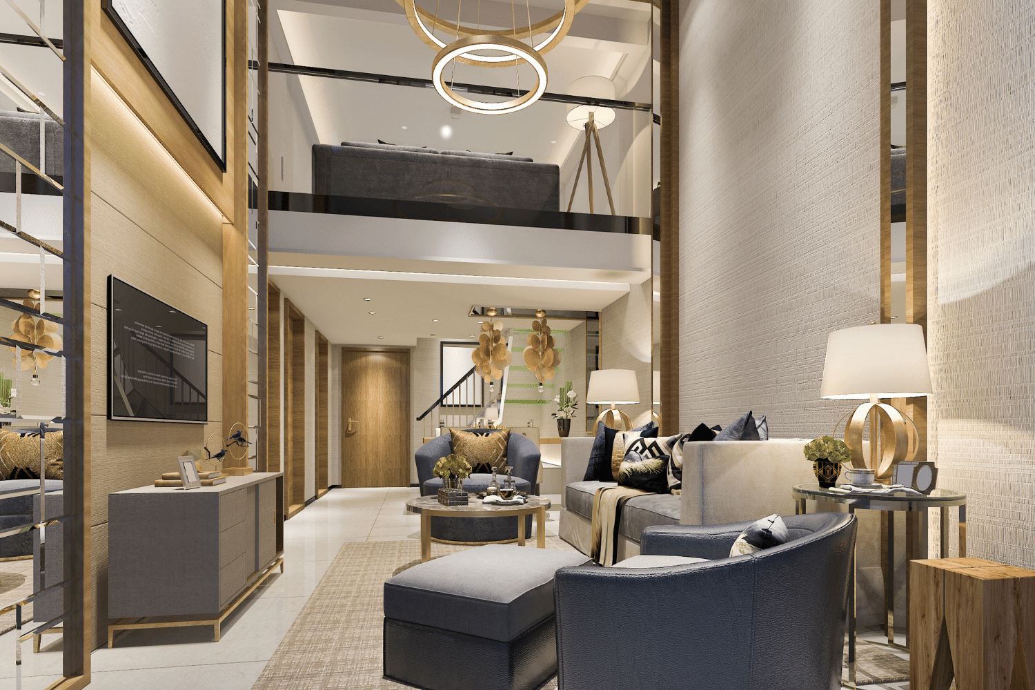 3d rendering modern living room with luxury decor RSJPCNR (1)